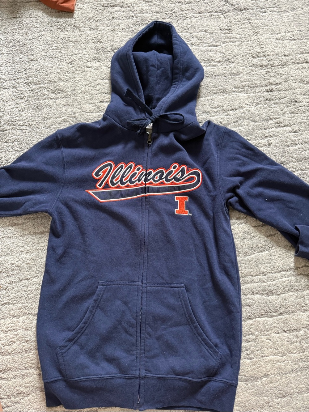 Illinois Navy Blue Zip-Up Hoodie with Script Logo